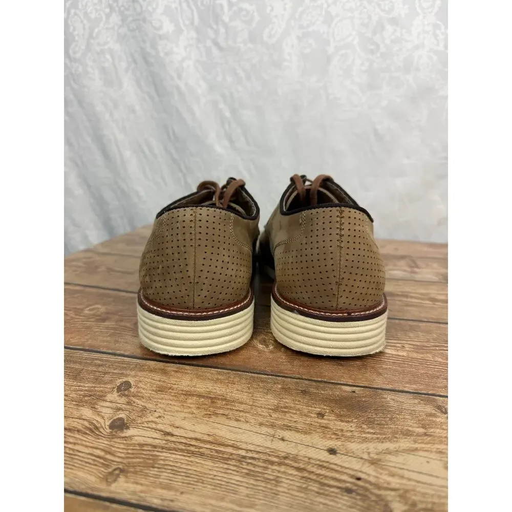J.Murphy Johnston & Murphy Men Tan Nubuck Perforated Derby Shoes Lace Size 10.5